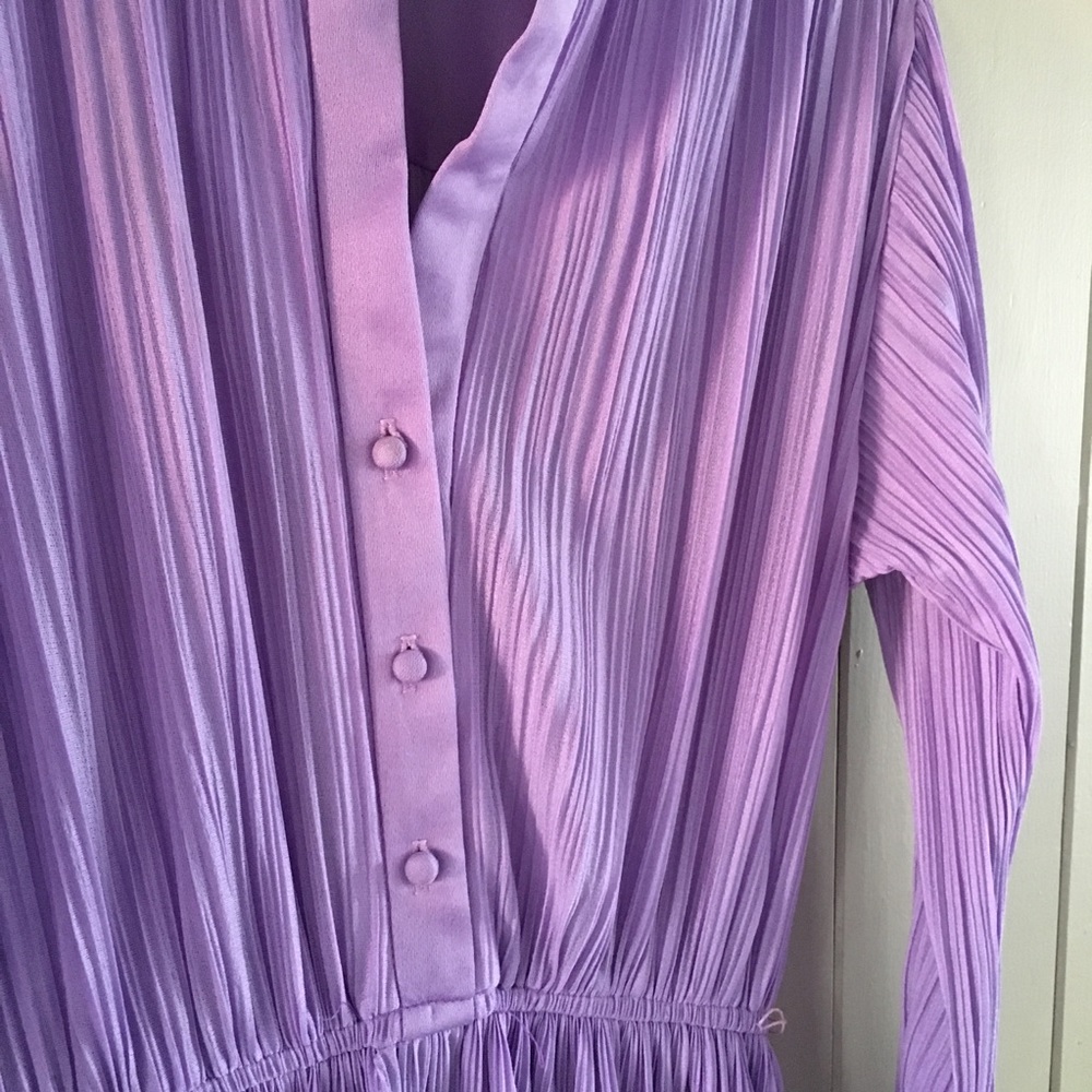 Vtg 70’s P.C.F Hal Ferman Long Sleeve Blouson Purple Maxi Dress - Picture 4 of 6